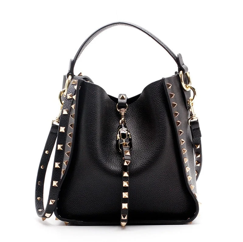 Genuine Leather Famous Brand Rivet Crossbody Bags For Women Messenger Shoulder Bag Luxury Handbags Women Bags Designer Female