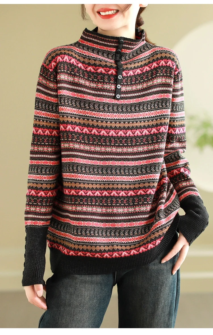 Jacquard-Knit Cashmere Sweater