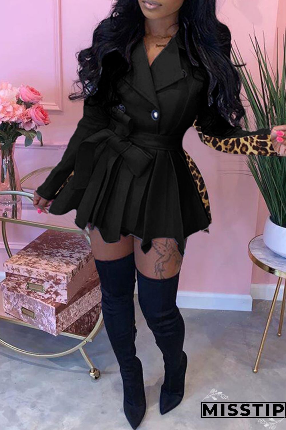 White Fashion Casual Print Patchwork Turndown Collar Long Sleeve Dresses