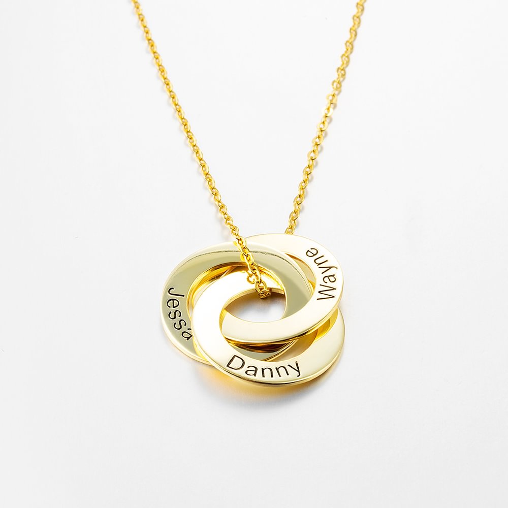 Vangogifts Engraved Name Russian Ring Necklace