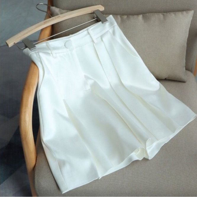 Suit Pants Women's Casual Pearl Glossy Wide-leg High Waist Middle
