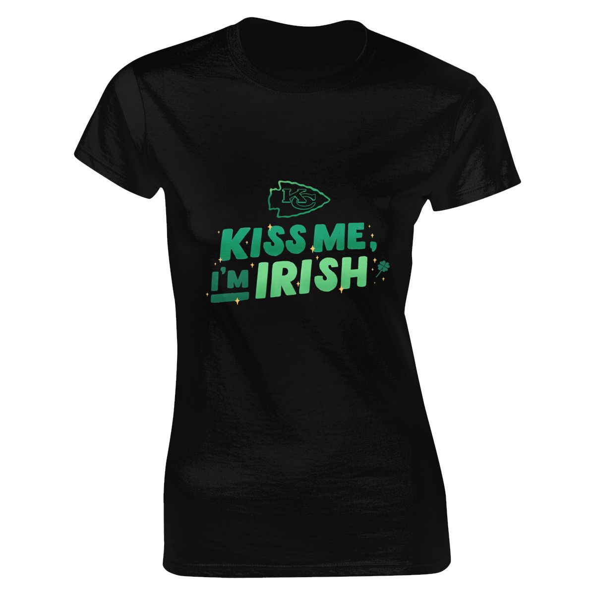 Kansas City Chiefs Kiss Me I'm Irish St. Patrick's Day Women's Short-Sleeve Cotton Tee