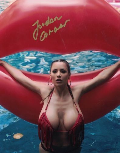 Playboy JORDAN CARVER Autographed 8x10 Photo Poster painting Sexy Legendary 34G Bust - W/COA