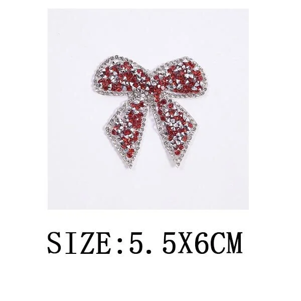 Bow Crystal Rhinestones Patch Iron on Transfers for Clothing Sparkling Rhinestones Stickers on Bag Hat Shoes DIY Applique Decor