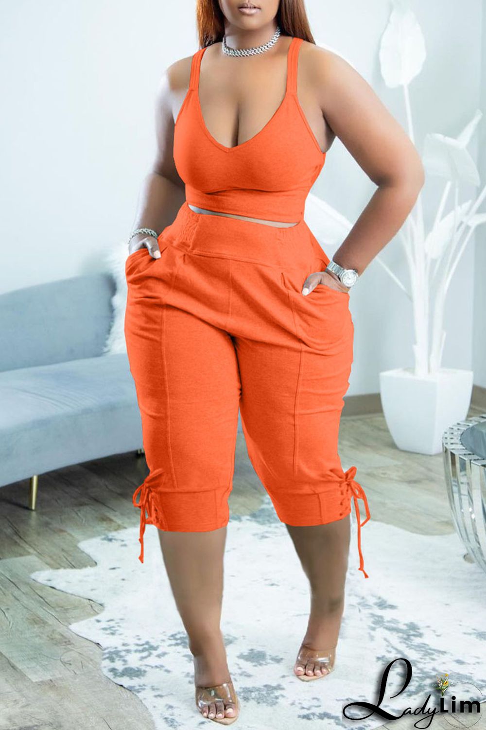 Blue Sexy Solid Split Joint V Neck Two Pieces