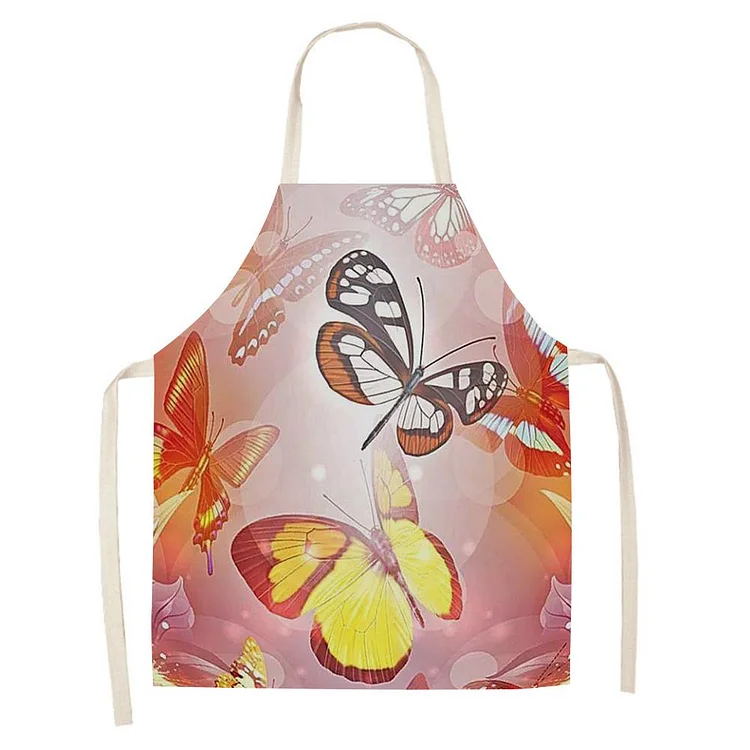 Waterproof Linen Kitchen Apron -Butterfly