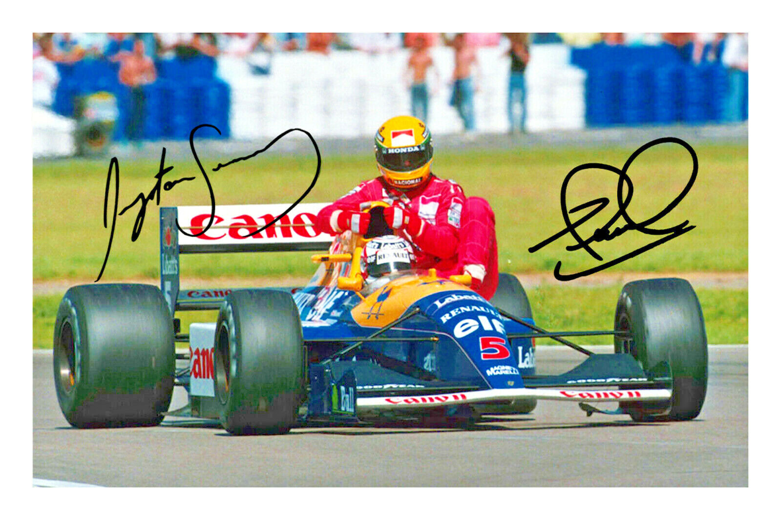 Ayrton Senna & Nigel Mansell Signed A4 Photo Poster painting Print Autograph Formula 1