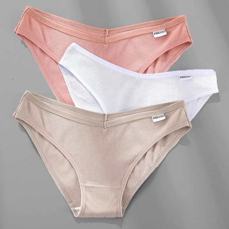 3PCS/Set Women's Panties Cotton Underwear Briefs Female Underpants Lingerie Sexy Low Waist Pantys for Woman 6 Solid Color M-4XL