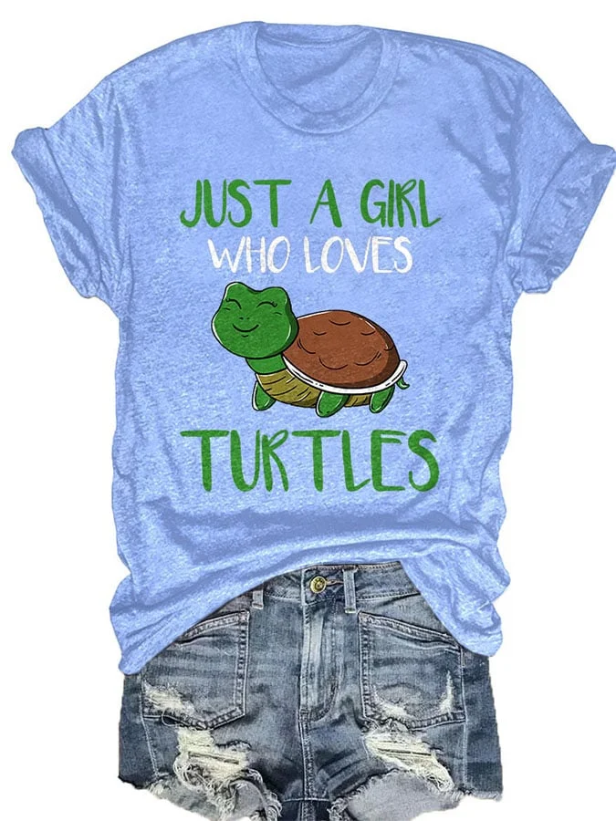 🔥Buy 3 Get 10% Off🔥Just a Girl who loves Turtles Print T-Shirt