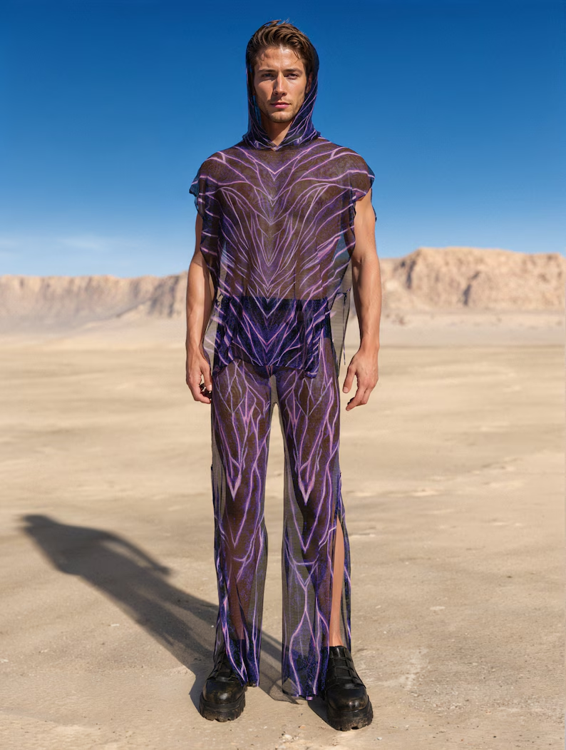 Men's Festive Carnival Tulle Hoodie Set