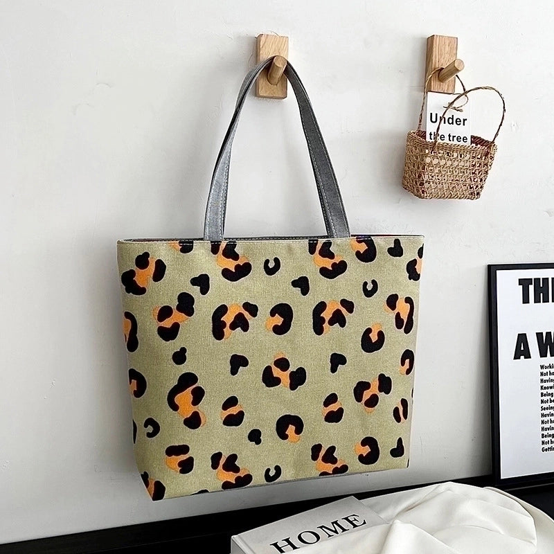 Women’s Streetwear Color Block Flower Canvas Shopping Bags
