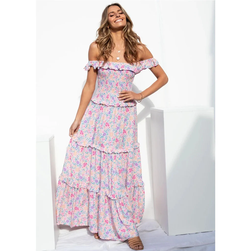 Brownm Brownm New Small Floral Print Fresh And Sweet Wrapped Dress-1392