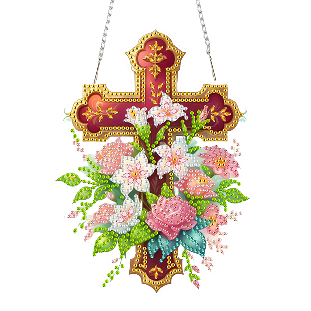 Cross Diamond Painting Hanging Pendant Rhinestone Diamond Art Window Pendants