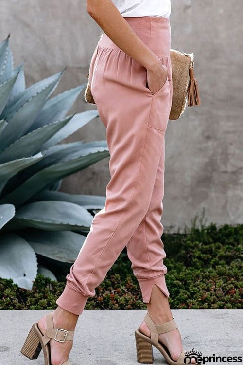 Casual High Waist Split Pants