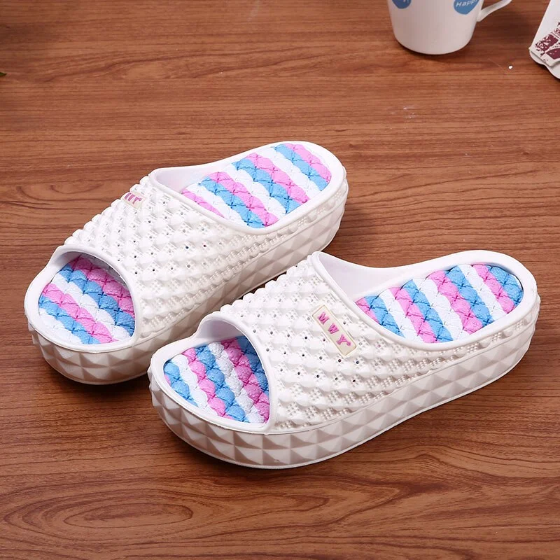 MWY Women Summer Fashion Slippers Platform Slide Sandals Beach High Heels Shower Thick Soft Sole Ladies Girls Bathroom Shoes