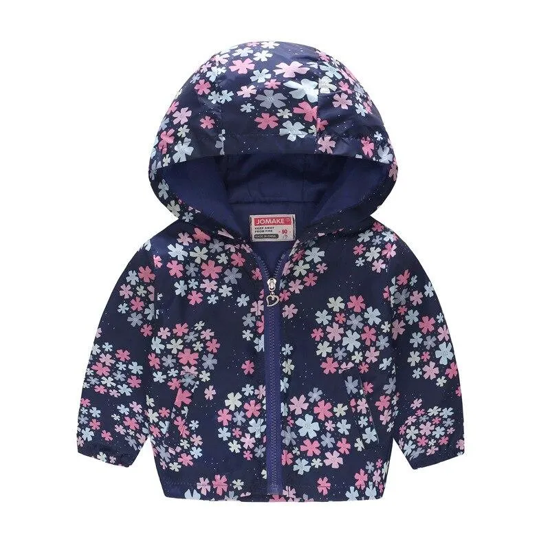 Thicken Winter Girls Jackets Fashion Printed Hooded Outerwear For Kids Internal Plus Velvet Warm Girls Coats Christmas Present