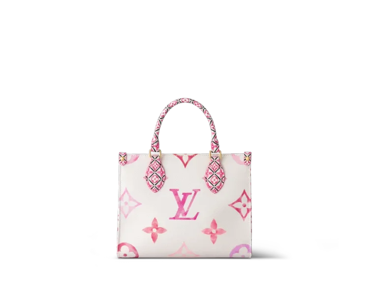 Louis Vuitton ONTHEGO MM Pastel Tote Beige Pink White Giant Flower