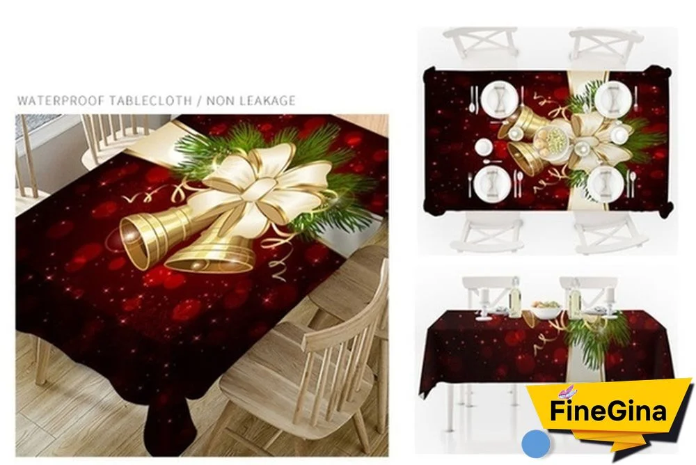 1Pcs Sika Deer Coffee Table Cloth Tablecloth Christmas Table Cartoon Tablecloth New Christmas Big Bell Home Rectangular Tablecloth