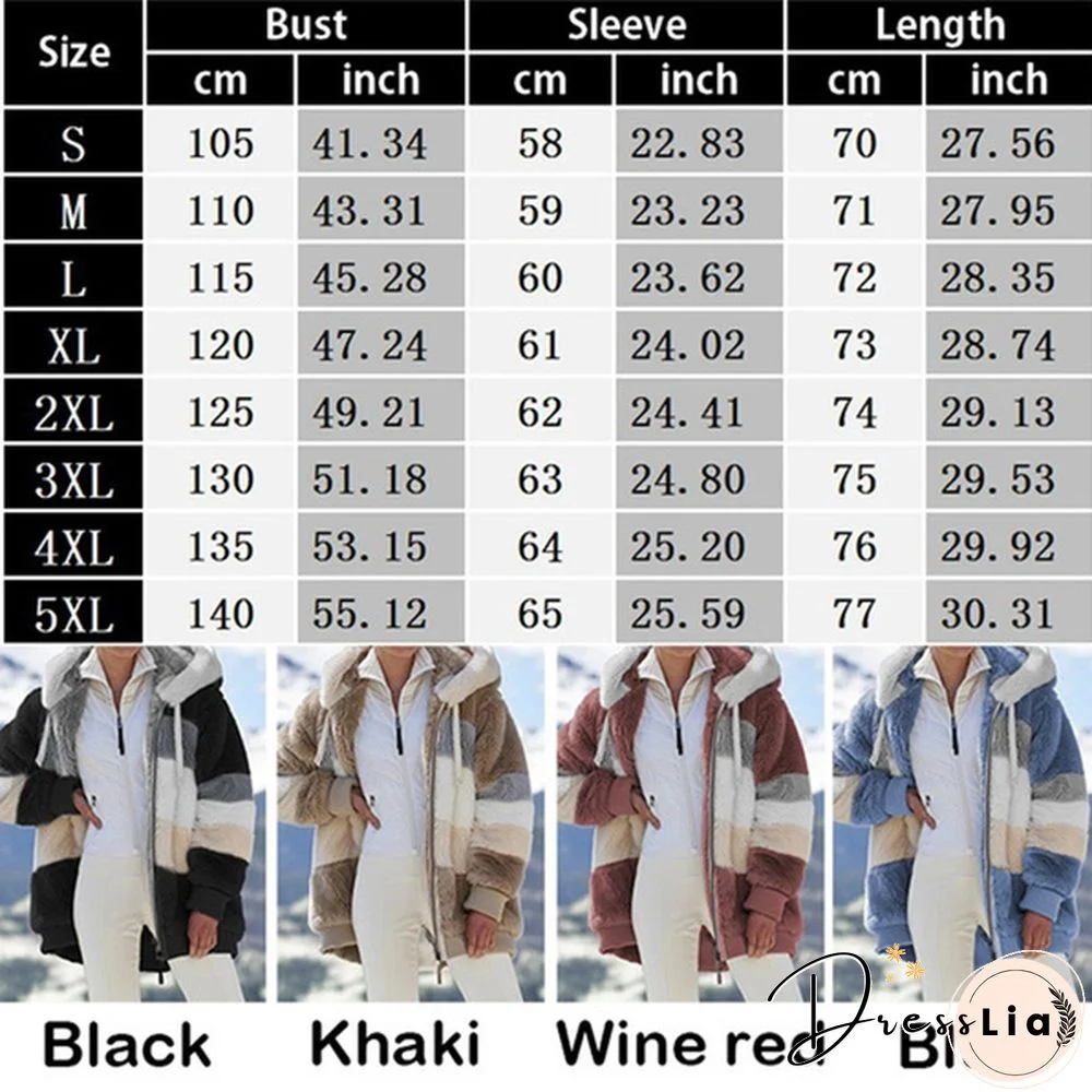 New Trend Women's Fashion Jacket Hooded Winter Warm Plush Loose Jacket for Women Patchwork Winter Outerwear Faux Fur Zipper Ladies Parka Coat Plus Size 6 Colors