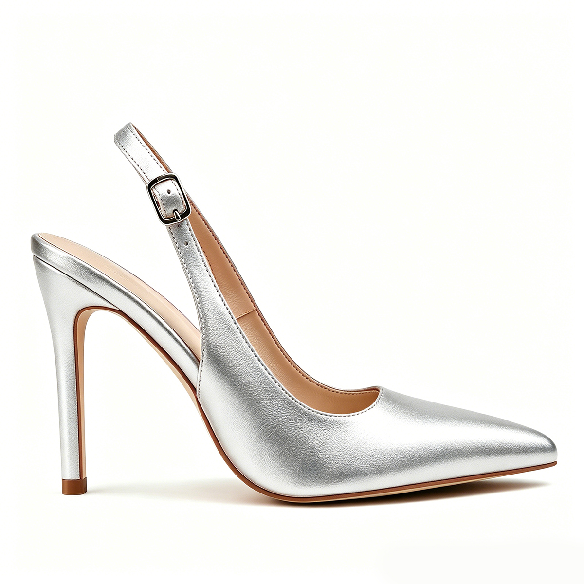 100mm Women's Pointed Toe Slingback High Heels, Comfortable Dress Sandals