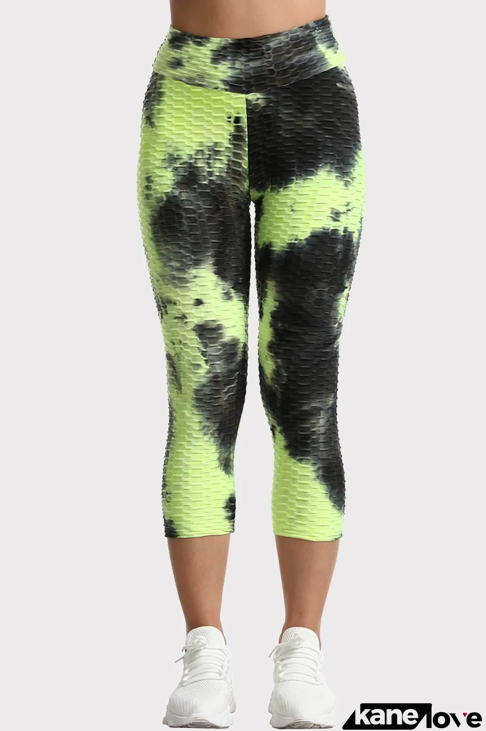 Yellow Black Casual Sportswear Tie Dye Printing High Waist Skinny Trousers