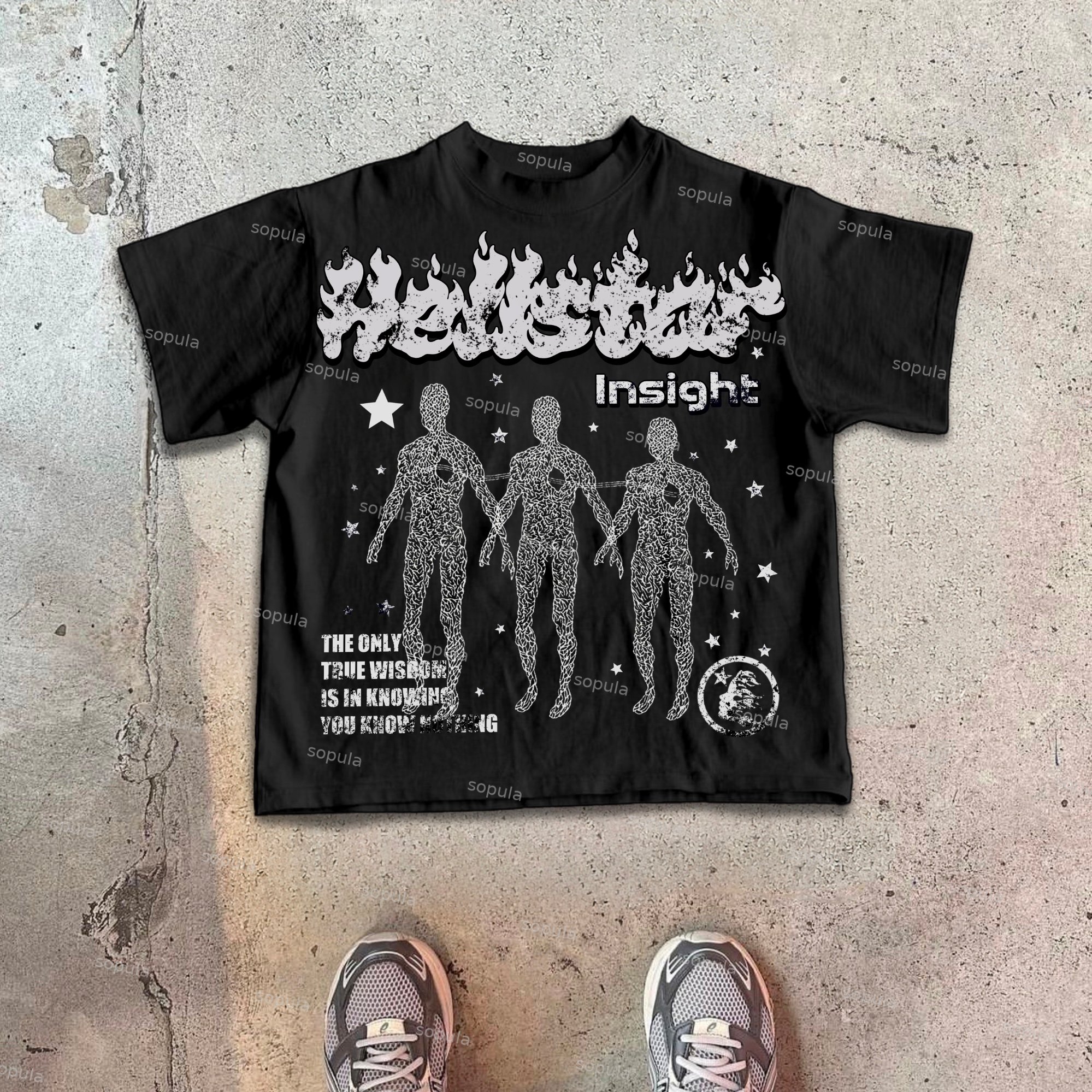 Casual Insight Of The Wise - Vintage Graphic Print Cotton T-Shirt - SOPULA