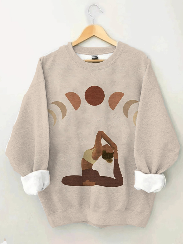 Women's Yoga Fitness Art Print Casual Sweatshirt