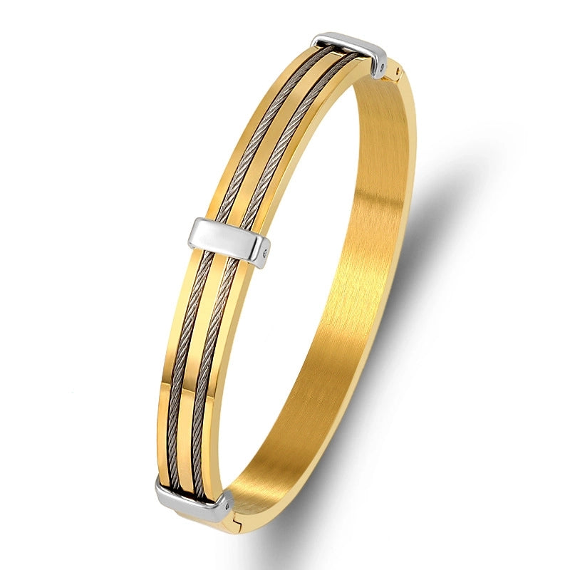 Classic Style Commute Color Block Stainless Steel Plating Unisex Bangle