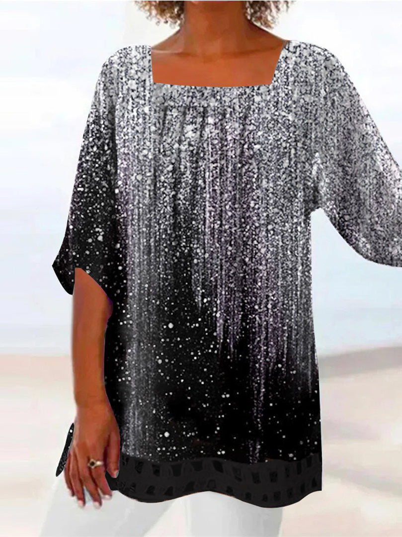 Women Long Sleeve V-neck Graphic Floral Printed Top