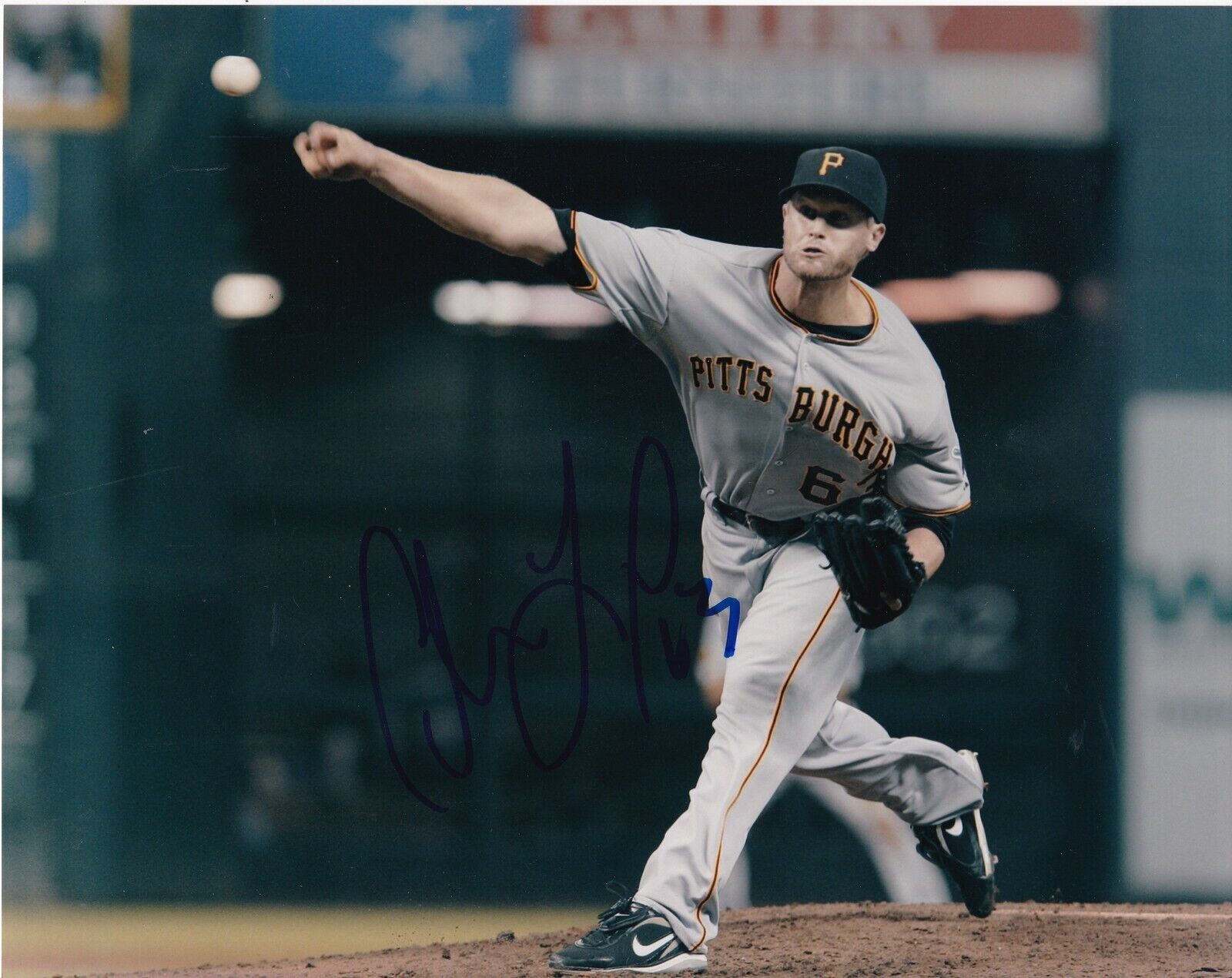 CHRIS LEROUX PITTSBURGH PIRATES ACTION SIGNED 8x10