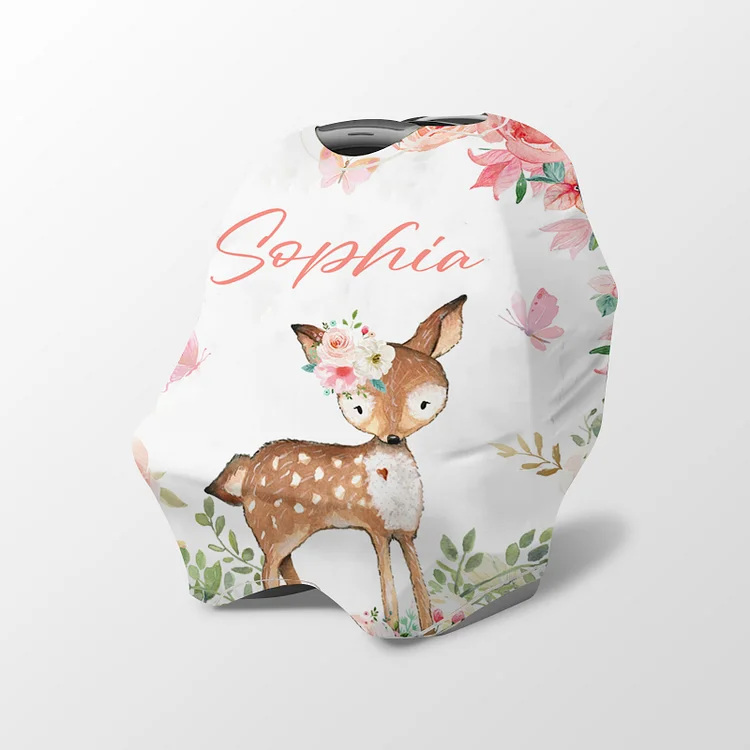 Personalized Deer Baby Car Seat Canopy| Canopyl191