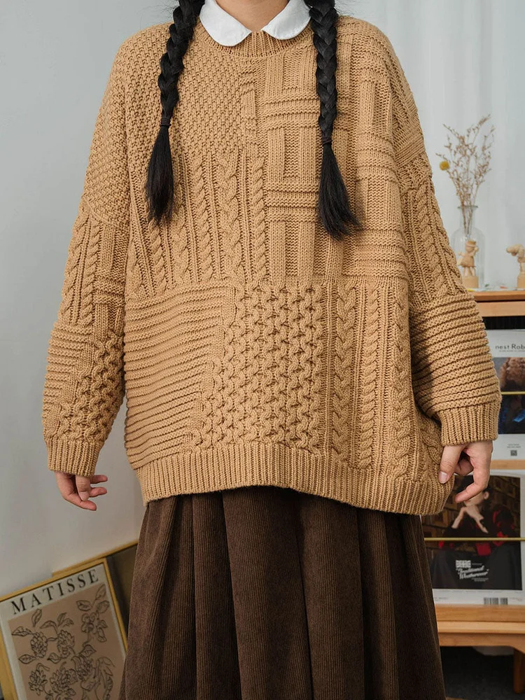 Winter Women Sweet Knitted Solid Loose Sweater