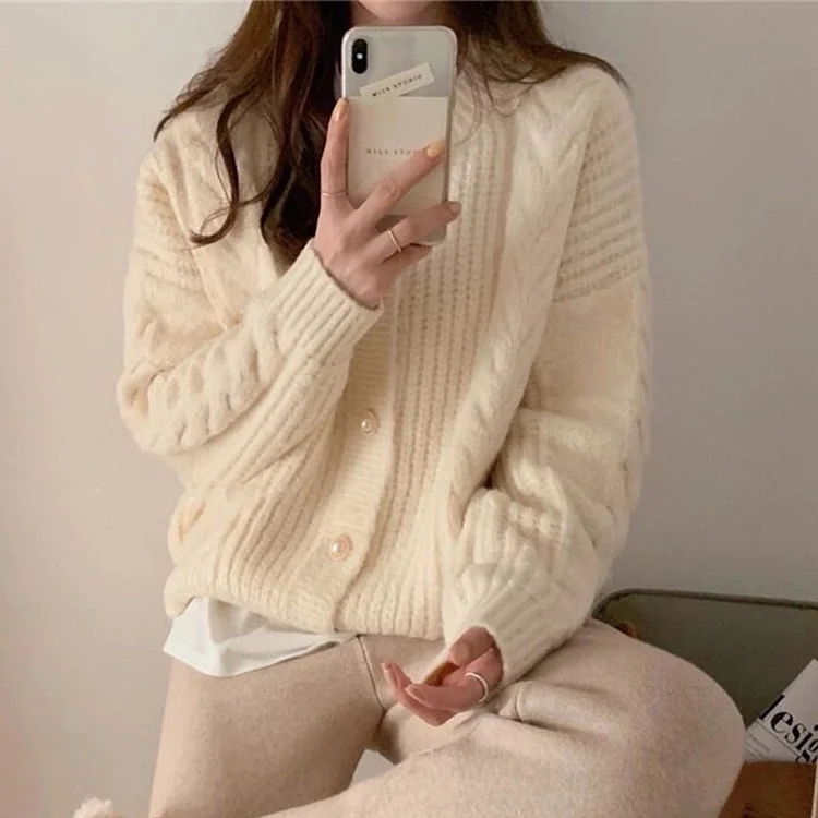 Knitted Plain Long Sleeve Shift Sweater QueenFunky