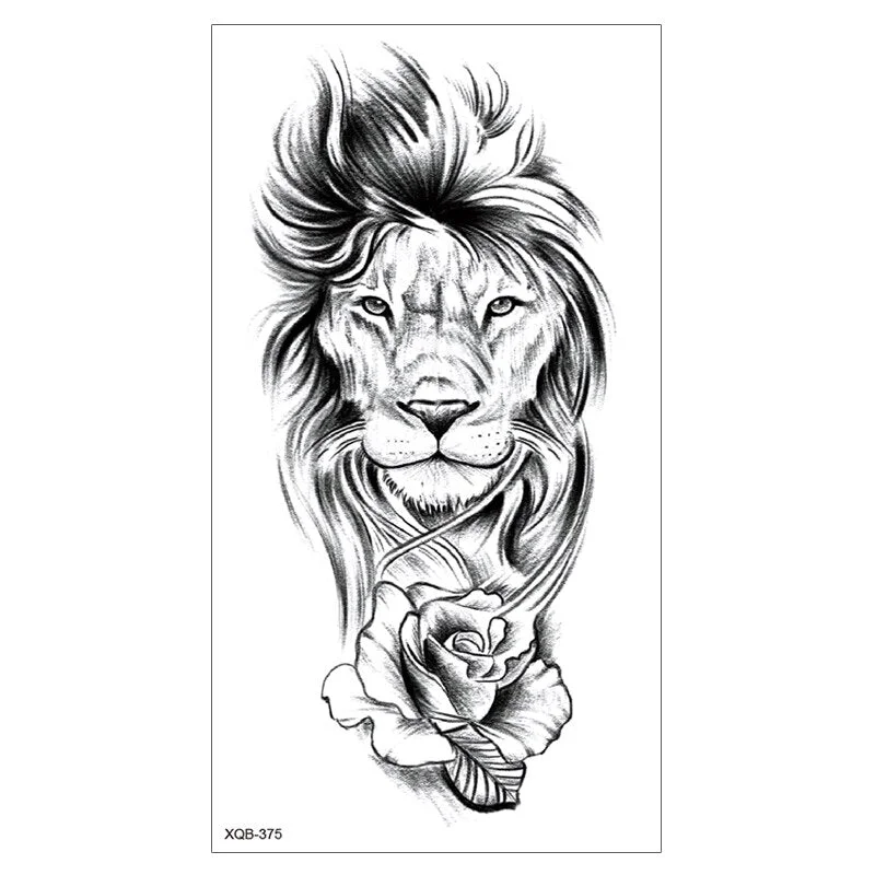Lion King Waterproof Temporary Tattoo Stickers Body Art Fake Tatoo Animal Realistic Tribal Tiger Arm Sleeve transferable tattoo