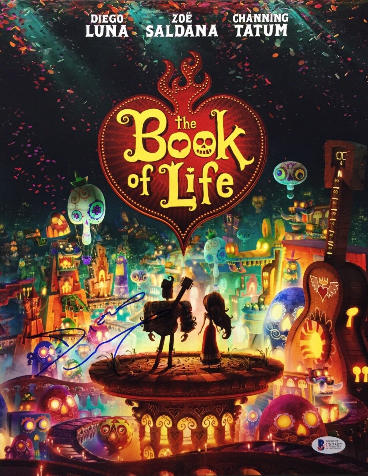 Diego Luna Signed Book Of Life 11x14 Photo Poster painting Beckett C82507