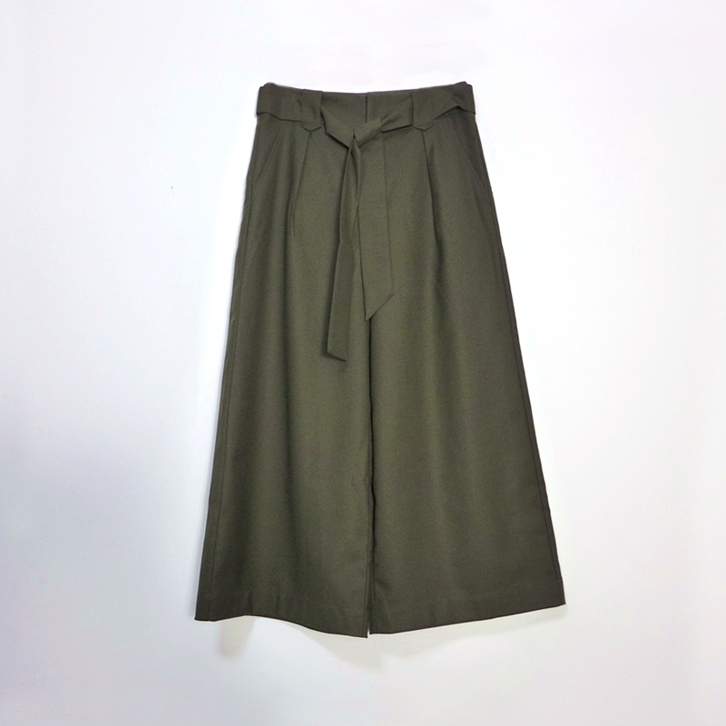 Clearance-Cropped Wide-leg Women's Wool Pants REAL SILK LIFE