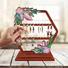 DIY Wooden Purple Flowers Diamond Painting Jewelry Holder Organizer 3-Tier Diamond Art Ring Jewelry Display Stand Ideal Gifts for Women and Girls