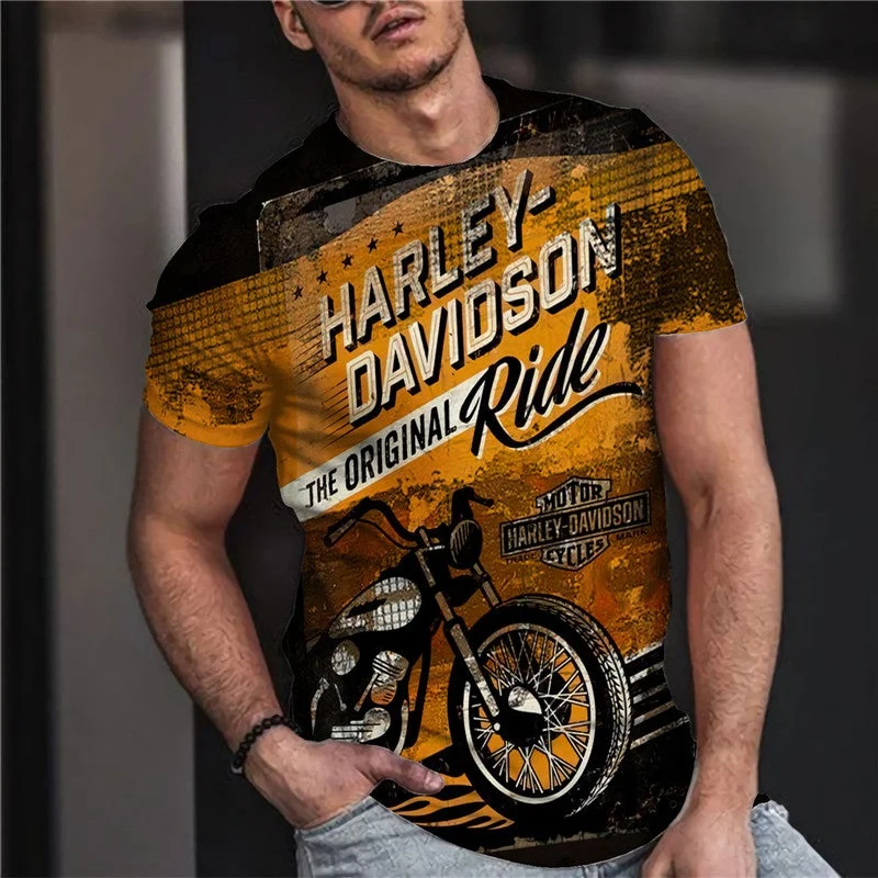 3D Graphic Short Sleeve Shirts motorcycle