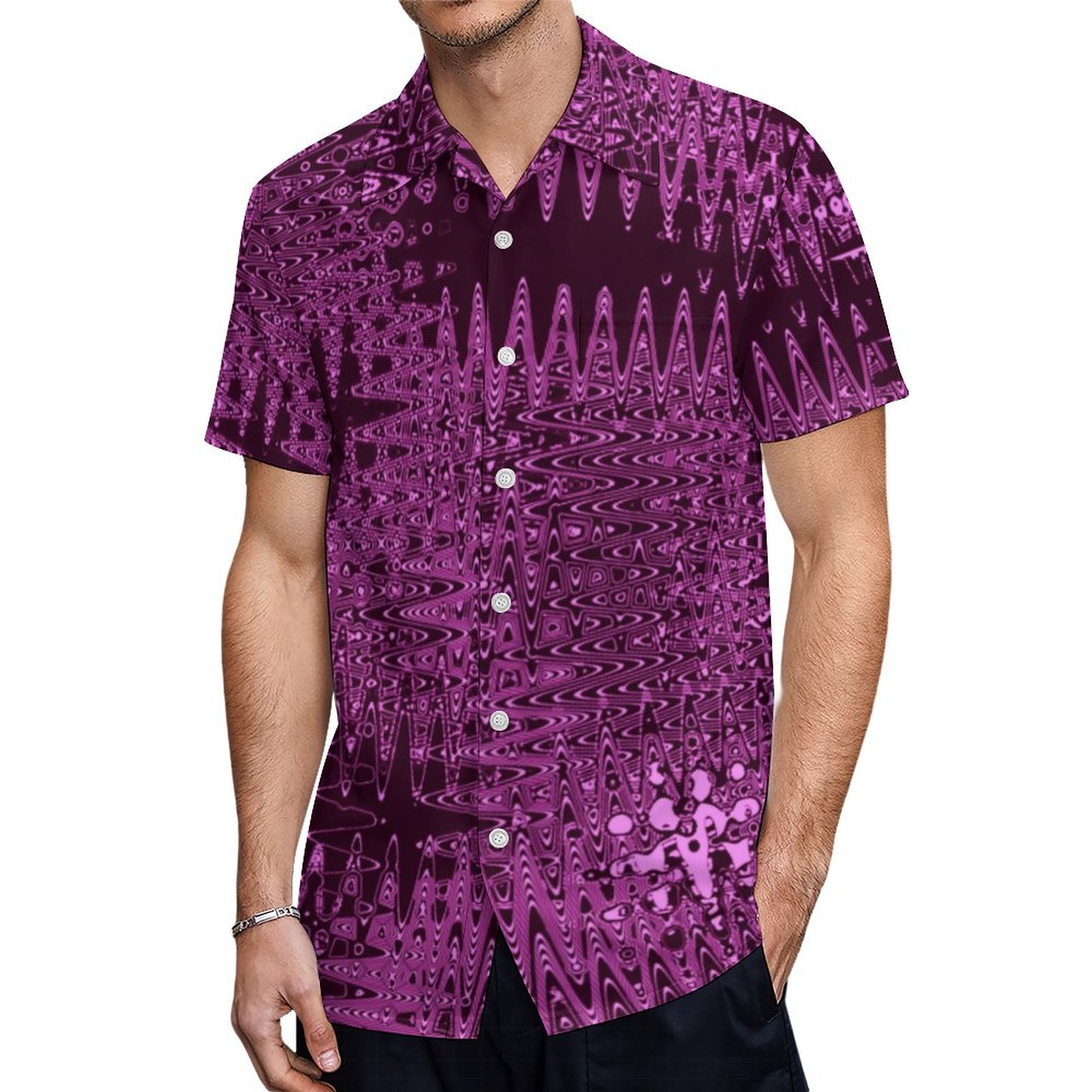 Bootyliscious Liquid Pink Daisies Hawaiian Shirt Mens Button Down Plus Size Tropical Hawaii Beach Shirts