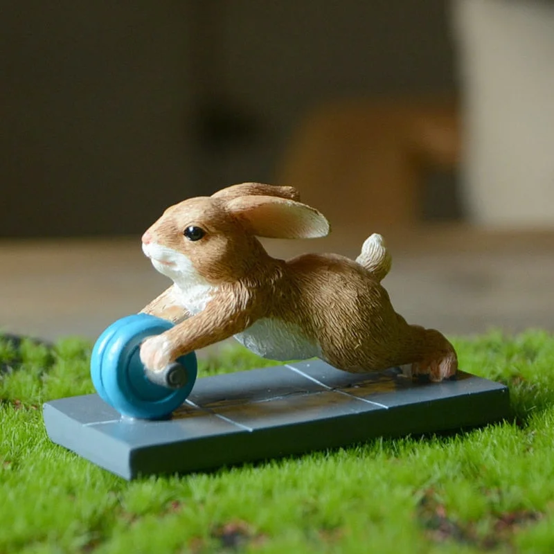Creative Cute Pig Ornament Sporting Bunny Squirrel Cat Animal  Figurines Exercising Series Resin Craft Tabletop Decorations