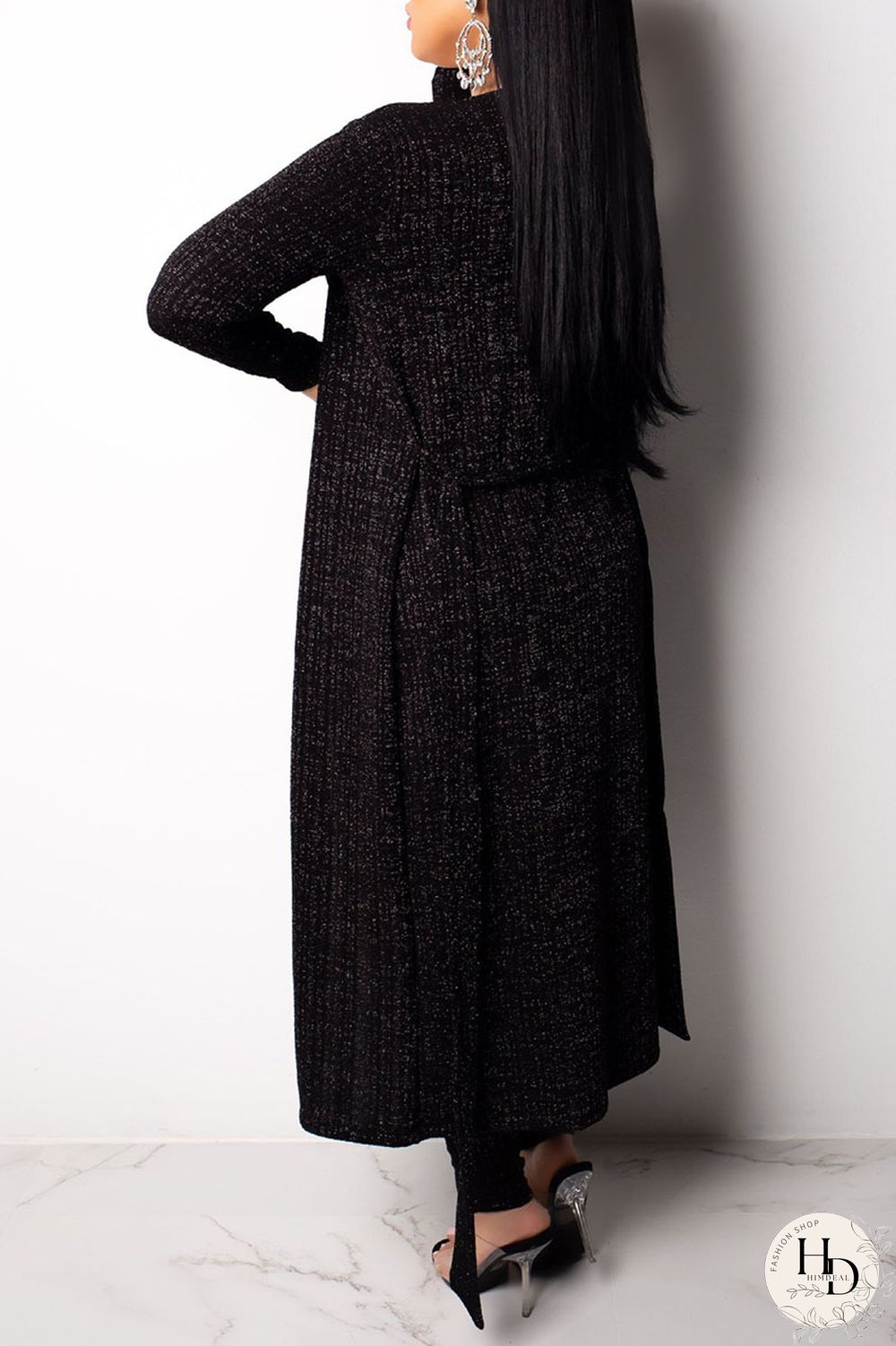 Black Sexy Solid Split Joint Strapless Long Sleeve Three Pieces