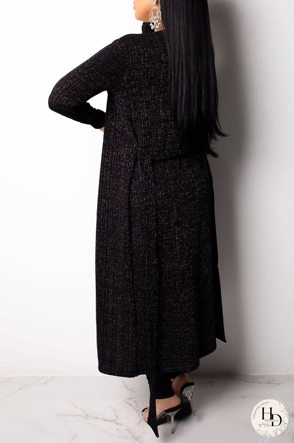 Black Sexy Solid Split Joint Strapless Long Sleeve Three Pieces