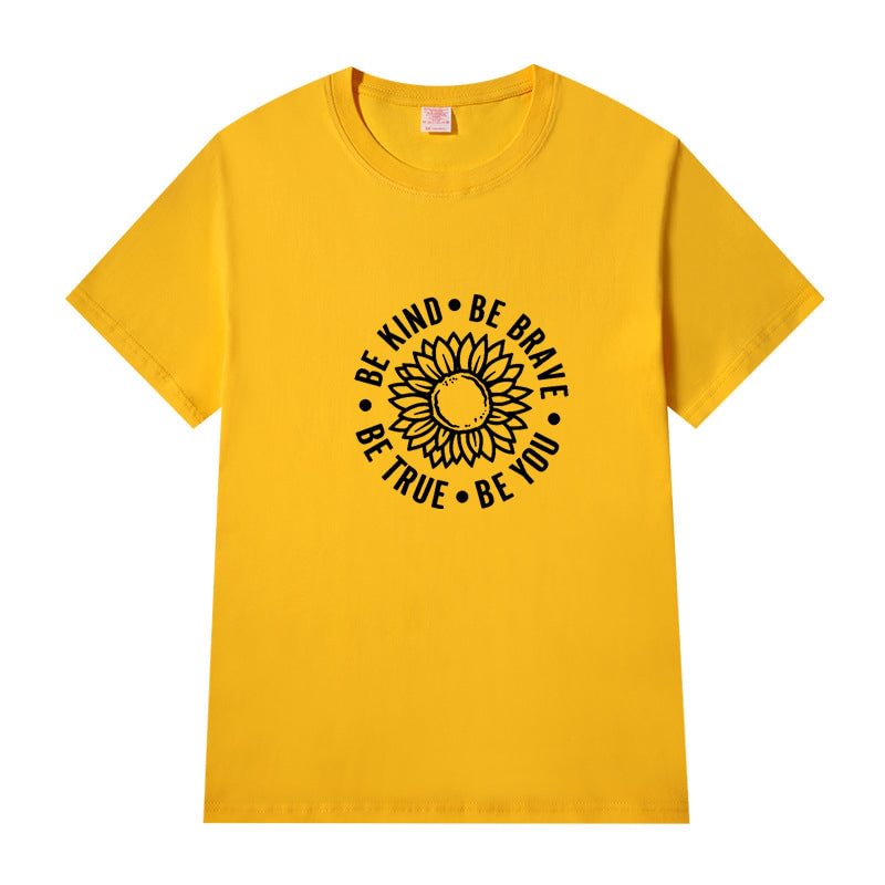 Short Sleeve Crew Neck Be Kind Letter Printed T-shirt