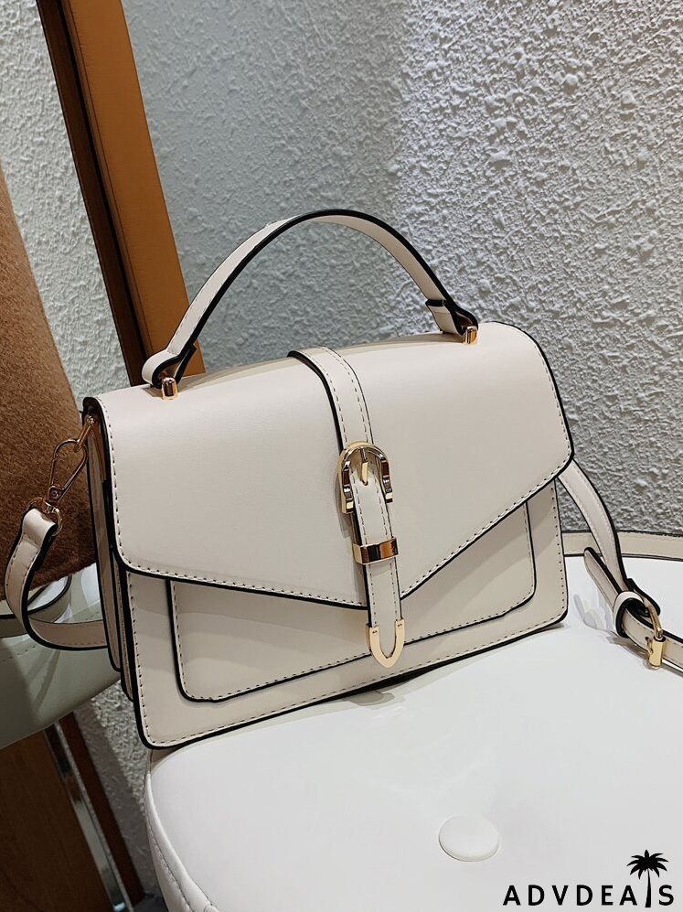 Buckle Detail Flap Square Bag