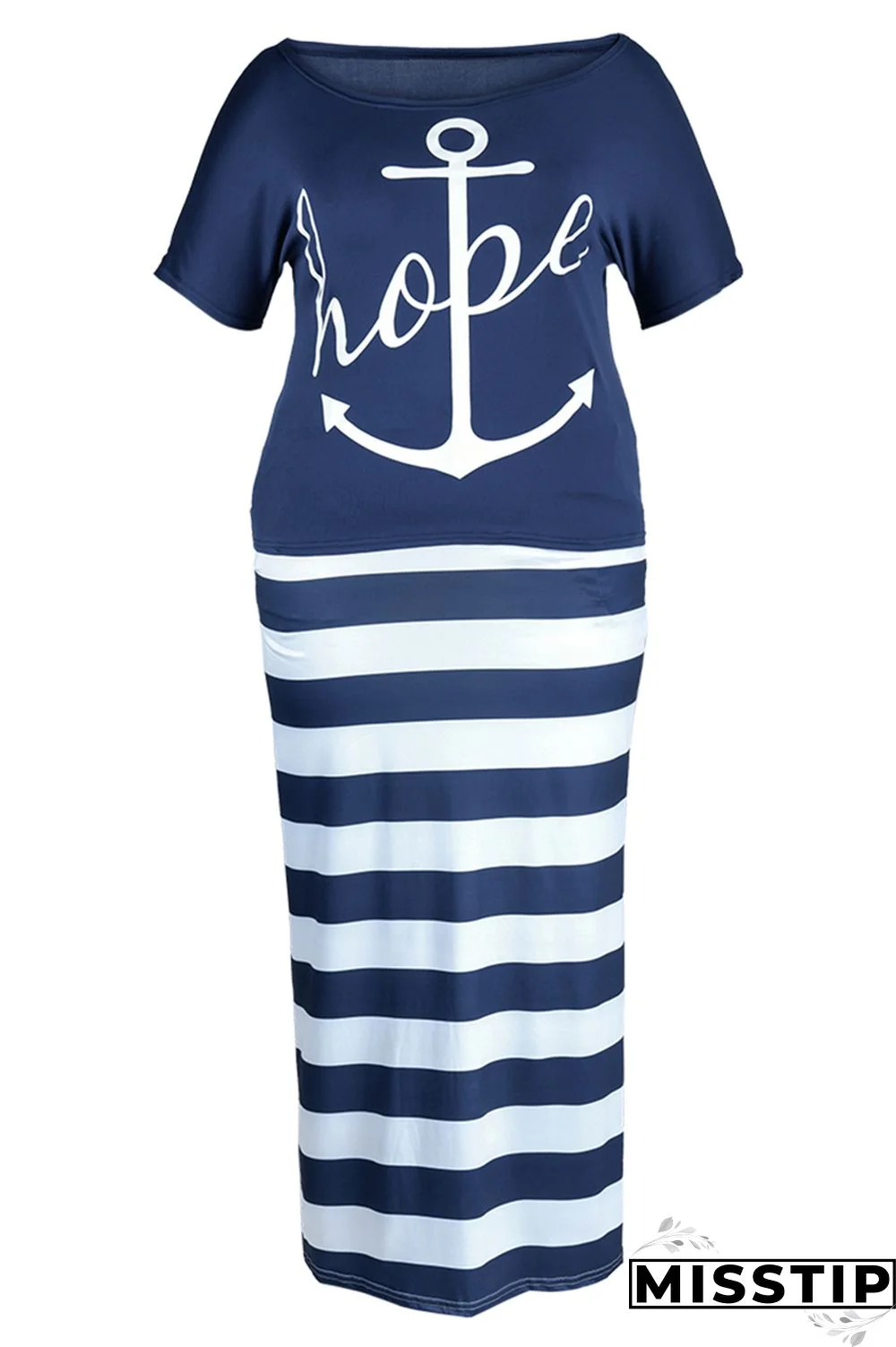 White Fashion Casual Print Basic Oblique Collar Plus Size Two Pieces