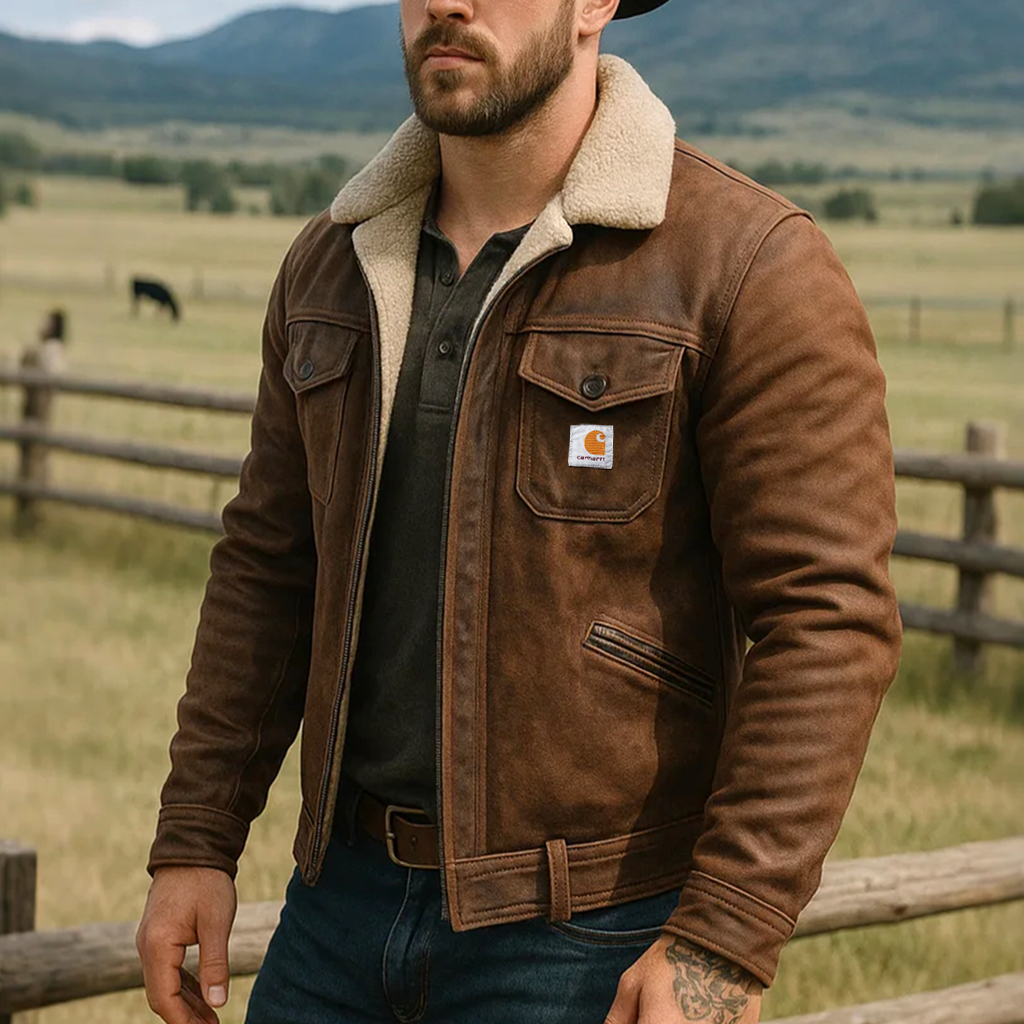 Men's Vintage Brown Leather Jacket With Sherpa Lining