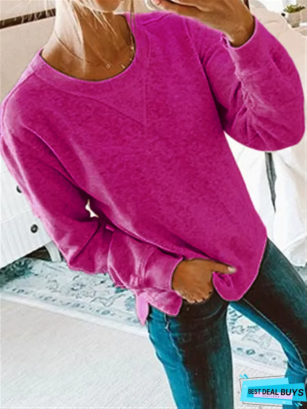 Fashion Autumn Casual Cotton Long Sleeve Crew Neck Sweaters