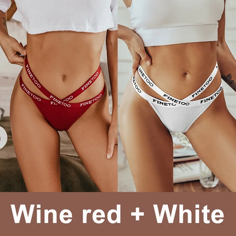 2PCS/Set Cotton Panties Women's Lingerie Sexy Underwear G-string Briefs Female Underpants Pantys Girls Tangas Thong Panties