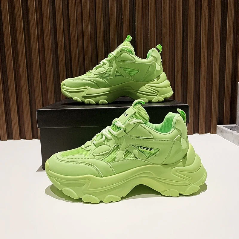 Sneakers Women Vulcanized Shoes 2021 Fashion Breathable Thick Sole Ladies Trainers Platform Women Chunky Sneakers Basket Femme