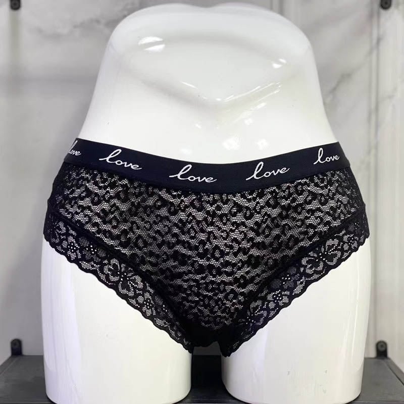 CINOON Fashion Women Sexy Lace Panties Low-waist Underwear Female G String Transparent Lingerie LOVE Letter Embroidery Intimates